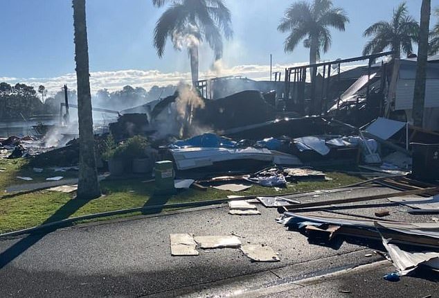 The Mary Street home in Kingscliff was completely destroyed in the blaze (pictured)