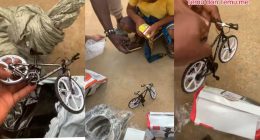Man rants as online store delivers miniature bicycle