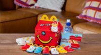 A McDonalds's Australia spokesperson confirmed rumours of a Crocs Happy Meal featuring  mini shoe keychain collectibles, exclusively telling FEMAIL that it arrives in stores for a limited time from Thursday 10 July