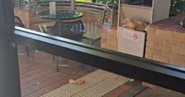 The McDonalds dining room and outdoor area were both covered in rubbish from customers