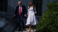 Melania Trump Confuses Fourth Of July For Christmas With Her Candy Cane-Inspired Outfit