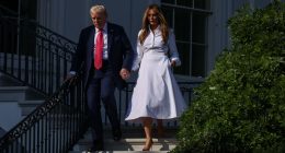 Melania Trump Confuses Fourth Of July For Christmas With Her Candy Cane-Inspired Outfit