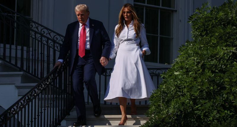 Melania Trump Confuses Fourth Of July For Christmas With Her Candy Cane-Inspired Outfit