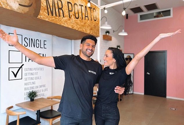 Mr Potato, soley directed by Miss Universe entrant Jess Davis (right), who founded the chain with husband Tyson Hoffman (right), has collapsed