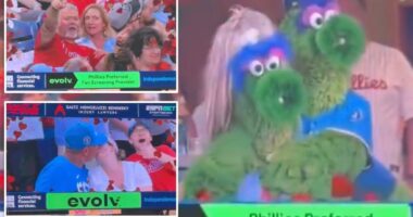 Phillie Phanatic hilariously recreates viral Coldplay kiss cam scandal