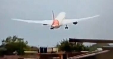 A video posted to social media appeared to show the plane descending in a controlled manner with a high nose angle and landing gear deployed