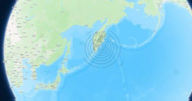 Kamchatka Krai earthquake location. USGS