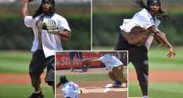 Saints star Alvin Kamara asks for do-over after terrible first pitch before Cubs-Cardinals game
