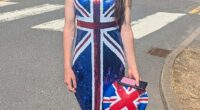 Courtney Wright poses for a photo showing her costume after being made to leave school on culture day