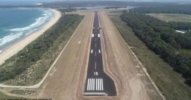 The plane missed its scheduled arrival at Moruya Airport on NSW's Far South Coast (pictured)