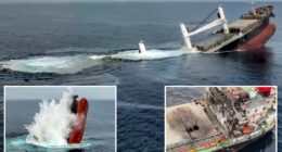 Ship attacked by Yemen’s Houthi rebels sinks in the Red Sea, 6 of 25 aboard rescued