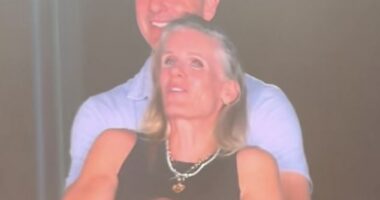 Andrew Byron, CEO of an artificial intelligence startup and his Chief People Officer, Kristin Cabot, were caught in an intimate moment at the Coldplay concert on Tuesday