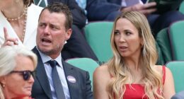 Lleyton and Bec Hewitt scored one of the best seats in the house as they attended the Ladies' Doubles Final at Wimbledon in London on Sunday