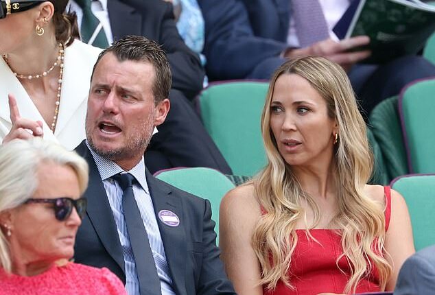 Lleyton and Bec Hewitt scored one of the best seats in the house as they attended the Ladies' Doubles Final at Wimbledon in London on Sunday