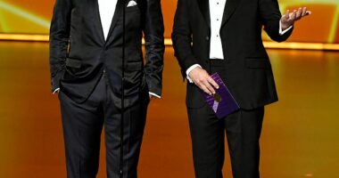 Kimmel had a strong message for CBS after news dropped that the network was canceling The Late Show with Stephen Colbert (Pictured: Colbert and Kimmel onstage during the 71st Emmy Awards in 2019)