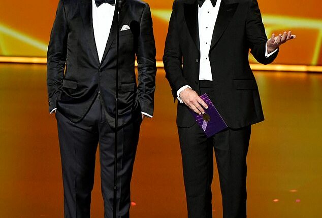 Kimmel had a strong message for CBS after news dropped that the network was canceling The Late Show with Stephen Colbert (Pictured: Colbert and Kimmel onstage during the 71st Emmy Awards in 2019)