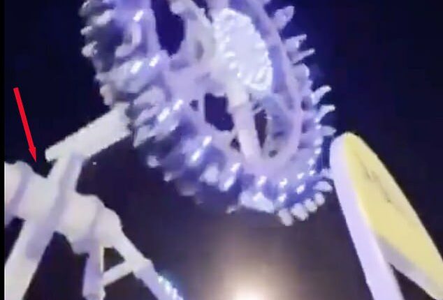 An amusement park ride carrying dozens of revellers in Saudi Arabia collapsed while in mid-air