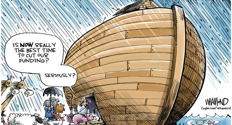 Funding Cuts by Dave Whamond, Canada, PoliticalCartoons.com