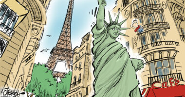 Lady Liberty Sent Back to France by Jeff Koterba, patreon.com/jeffreykoterba