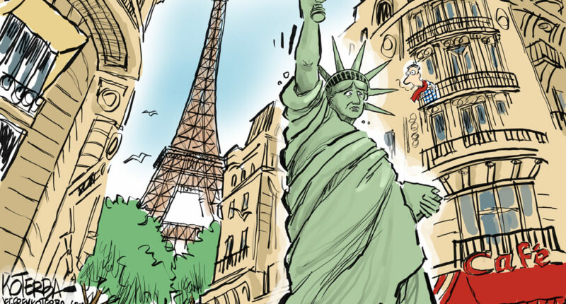 Lady Liberty Sent Back to France by Jeff Koterba, patreon.com/jeffreykoterba