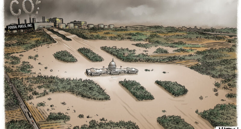 Fossil Fuels Money Floods US Capitol by R.J. Matson, Portland, Maine.