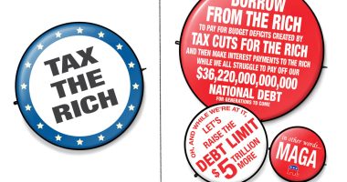 Tax The Rich and Other Political Buttons by R.J. Matson, Portland