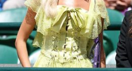 The Minnesota-born influencer -who admits she comes from more of a 'hockey family' has since taken the sports' world by storm on her own accord. It's in part because of her incredible spectator fashion, which includes period-inspired lace dresses. Pictured on Tuesday