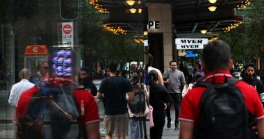 Australia's unemployment rate has shot up to the highest level since late 2021 when Sydney and Melbourne were emerging from Covid lockdowns (pictured is Sydney's Pitt Street Mall)