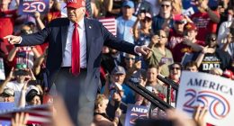 President Donald Trump takes the stage at the Iowa State Fairgrounds Thursday night in Des Moines to kick off a year's worth of 'America 250' events - including, Trump said, a UFC fight on the White House's grounds
