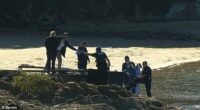 Two bodies have been found on the Gold Coast in 24 hours (pictured, officers at the scene at Echo Beach)