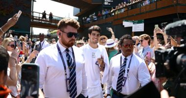 Wimbledon final 2025 LIVE: Latest score and game-by-game updates as the match between Carlos Alcaraz and Jannik Sinner is DELAYED - as world No1 and No2 prepare to go head-to-head in a thriller at SW19
