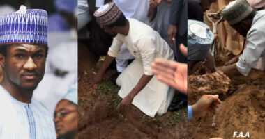 Yusuf Buhari Performs Final Rites At Father’s Grave, Touches Hearts Online