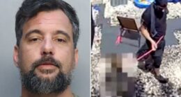 ‘Ticking time bomb’ Marine vet, 42, violently kicks, yanks 6-year-old stepson on dog leash, disturbing video shows