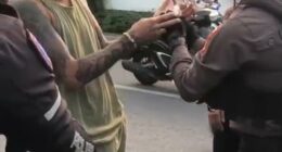 Nelson Philip James was allegedly caught with cocaine and MDMA during a traffic stop (pictured) in Pererenan on June 11
