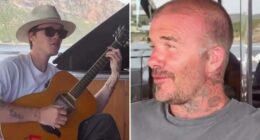 David Beckham makes Victoria giggle singing with son Cruz as they reveal glimpse of holiday on £16 million superyacht