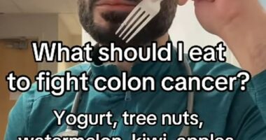 According to the gut expert foods such as yoghurt, berries and nuts can help lower the risk of colon cancer