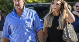 Outback Wrangler Matt Wright arrives at an NT court this week with his wife Kaia Wright