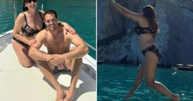 Kelly Brook looks incredible in a bikini as she jumps off yacht – after revealing two stone weight loss