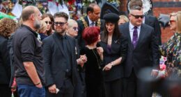 Ozzy Osbourne’s rarely seen daughter Aimee lays flowers as she joins family at emotional funeral procession