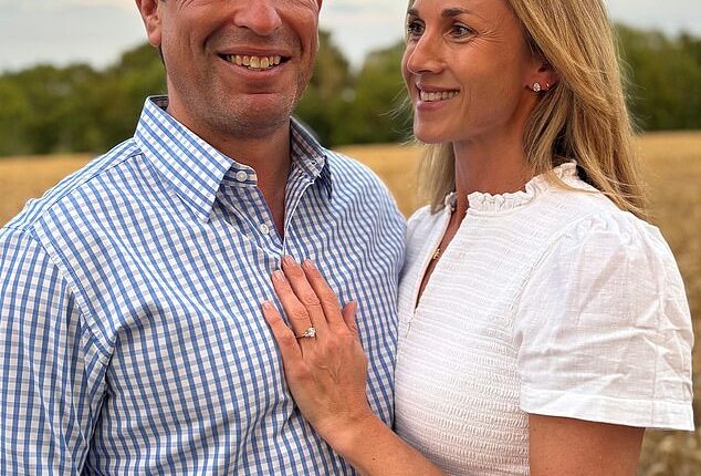 Harriet Sperling  flashes her engagement ring as she and Peter Phillips announce they are to marry