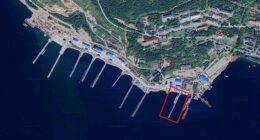 Satellite image shows the peer before it was damaged by the tsunami