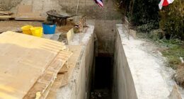 The entrance to the bunker which was discovered by Shaun Tullier and his wife Caroline underneath their front garden this year