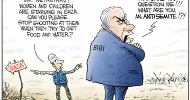 Netanyahu Accepts No Criticism for Gaza Starvation by Christopher Weyant, CagleCartoons.com