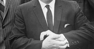 This year marks 50 years since Teamsters boss Jimmy Hoffa vanished without a trace. Pictured: Hoffa leaving the Federal Courthouse after he was convicted and sentenced of jury-tampering