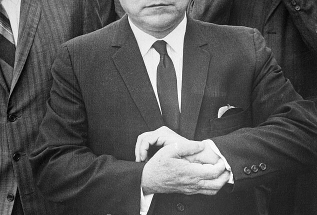 This year marks 50 years since Teamsters boss Jimmy Hoffa vanished without a trace. Pictured: Hoffa leaving the Federal Courthouse after he was convicted and sentenced of jury-tampering