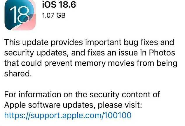 All iPhone users have been urged to update their devices as soon as possible, as Apple releases iOS 18.6 with major security updates