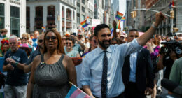 Democratic mayoral candidate Zohran Mamdani, right, and Attorney General of New York Letitia James walk in the NYC Pride March on June 29, 2025, in New York. AP Photo/Olga Fedorova